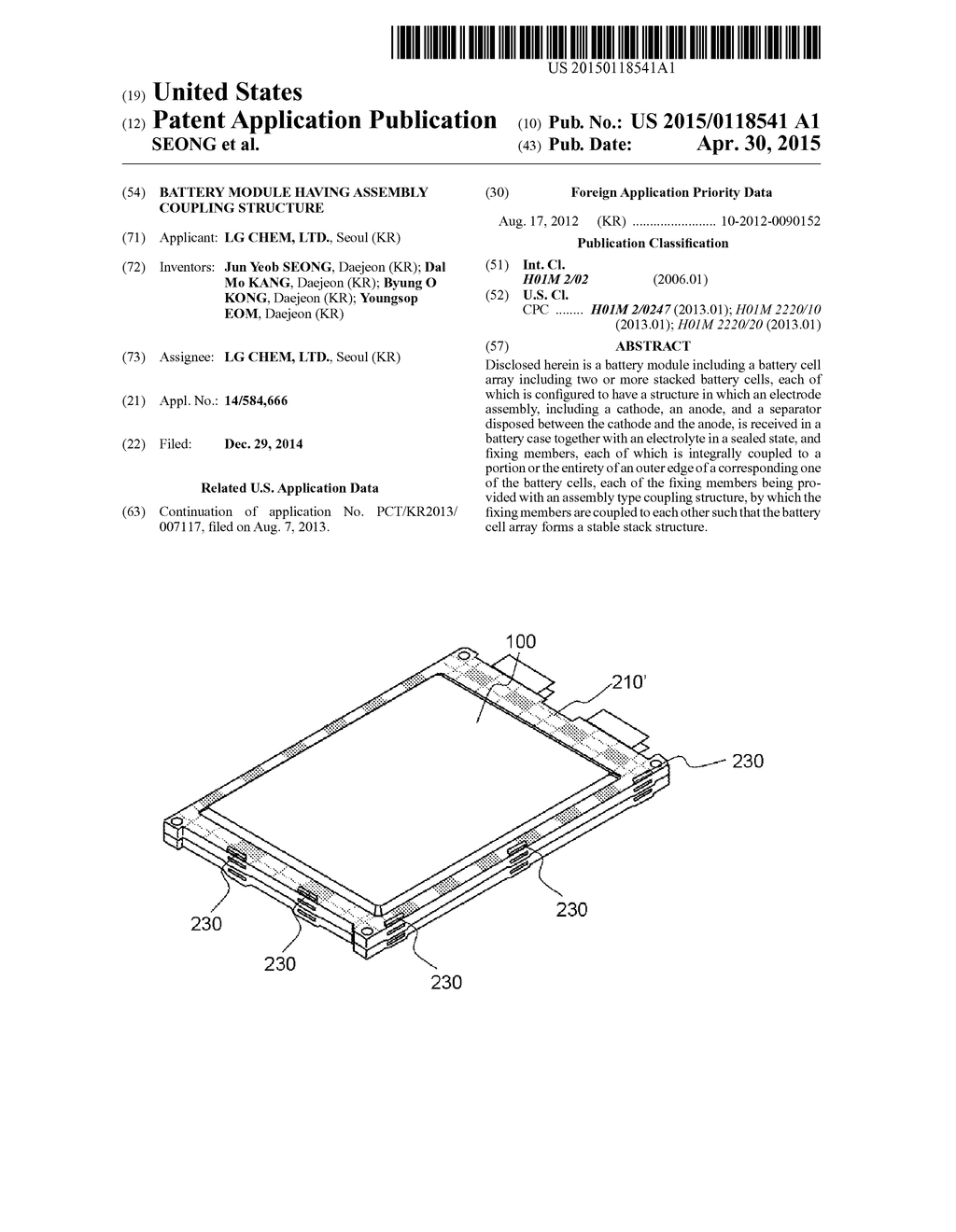 BATTERY MODULE HAVING ASSEMBLY COUPLING STRUCTURE - diagram, schematic, and image 01