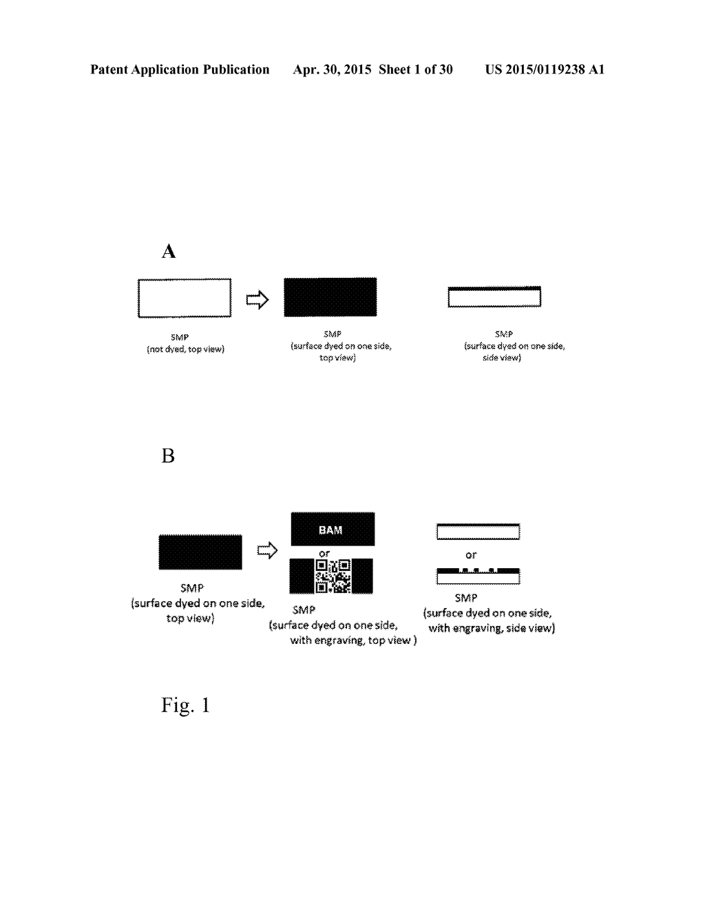 METHOD AND DYE MIXTURES FOR MARKING SHAPE MEMORY POLYMERS, AND SHAPE     MEMORY POLYMER ARTICLES WITH SWITCHABLE READABILITY - diagram, schematic, and image 02