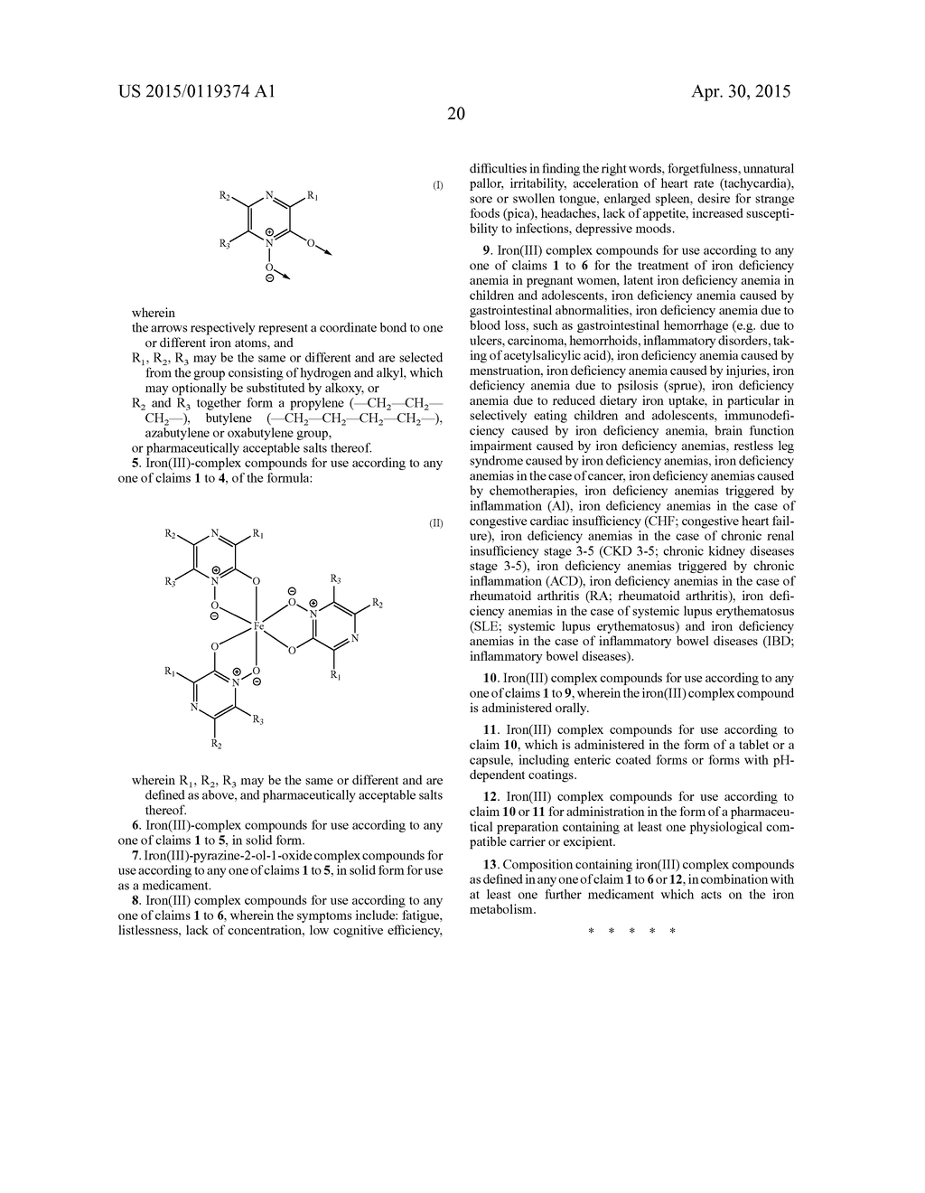 FE(III)-PYRAZINE COMPLEX COMPOUNDS FOR TREATMENT AND PROPHYLAXIS OF     IRON-DEFICIENCY PHENOMENA AND IRON-DEFICIENCY ANAEMIA - diagram, schematic, and image 21