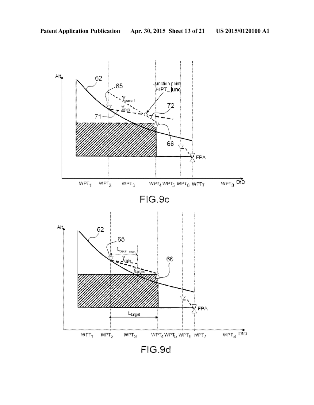 METHOD FOR AIDING NAVIGATION FOR AN AIRCRAFT DURING DESCENT AND DURING     APPROACH AT REDUCED THRUST - diagram, schematic, and image 14