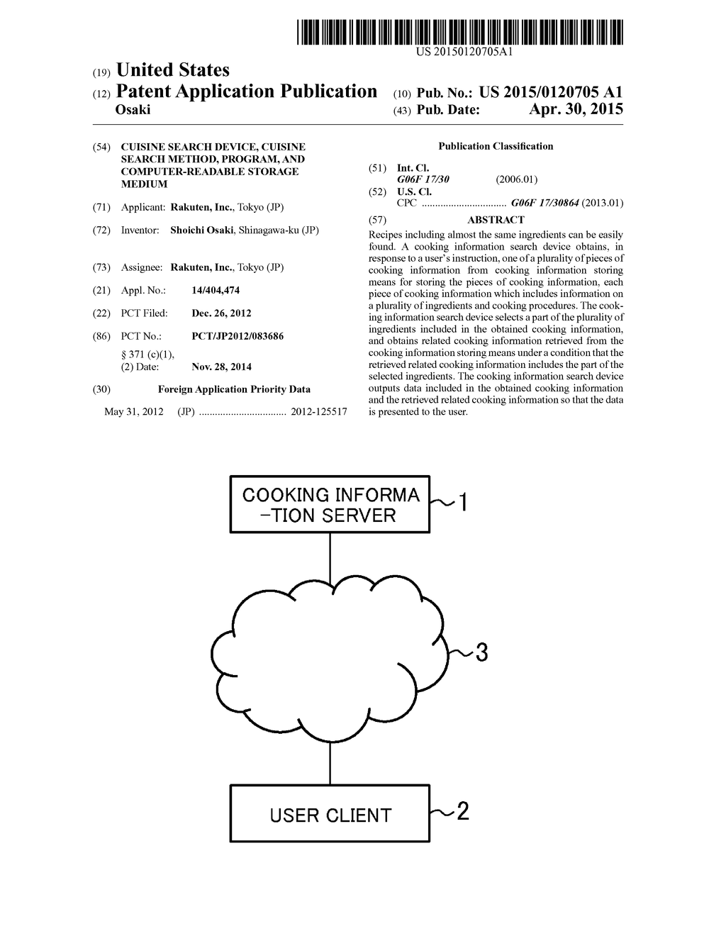 CUISINE SEARCH DEVICE, CUISINE SEARCH METHOD, PROGRAM, AND     COMPUTER-READABLE STORAGE MEDIUM - diagram, schematic, and image 01