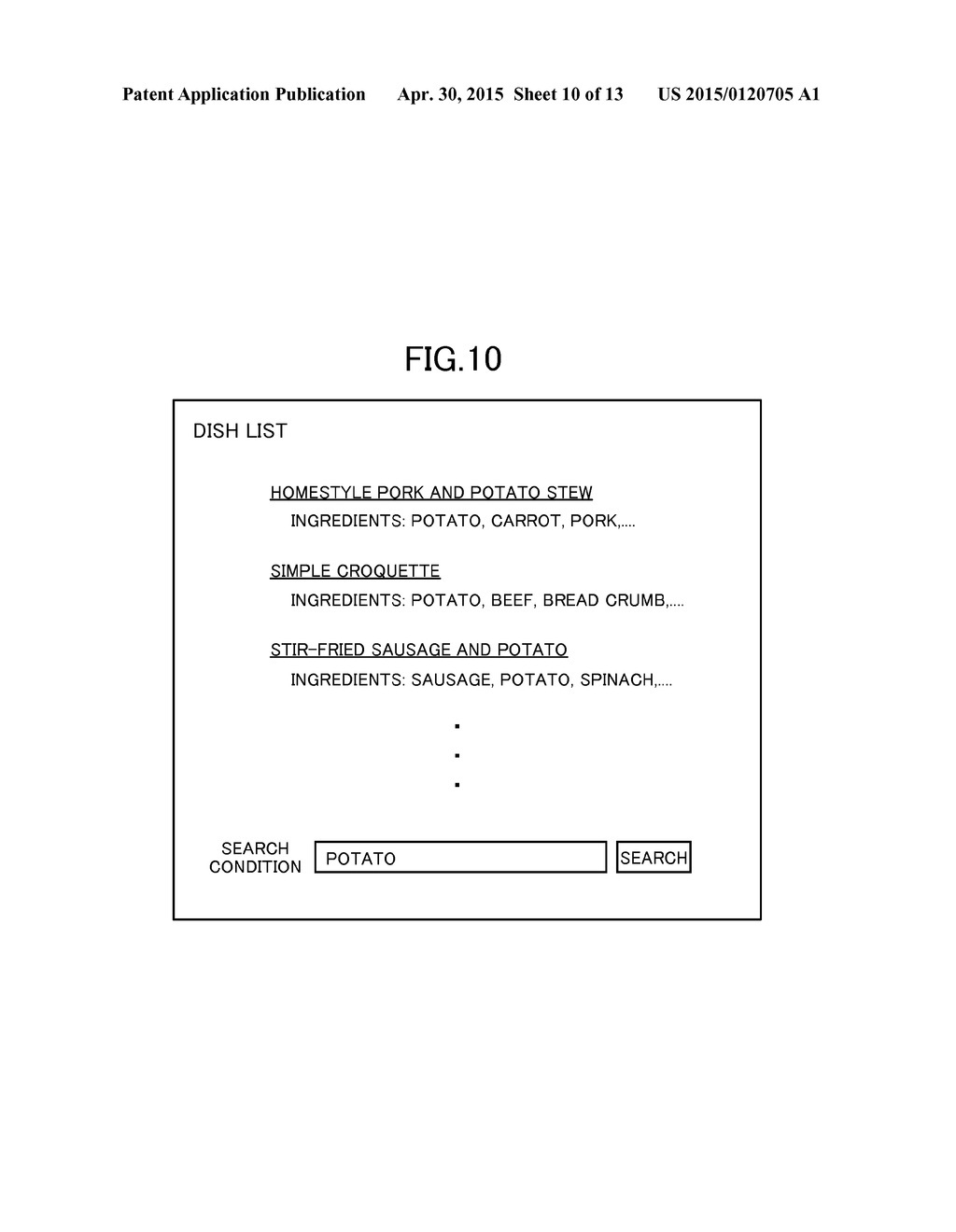 CUISINE SEARCH DEVICE, CUISINE SEARCH METHOD, PROGRAM, AND     COMPUTER-READABLE STORAGE MEDIUM - diagram, schematic, and image 11