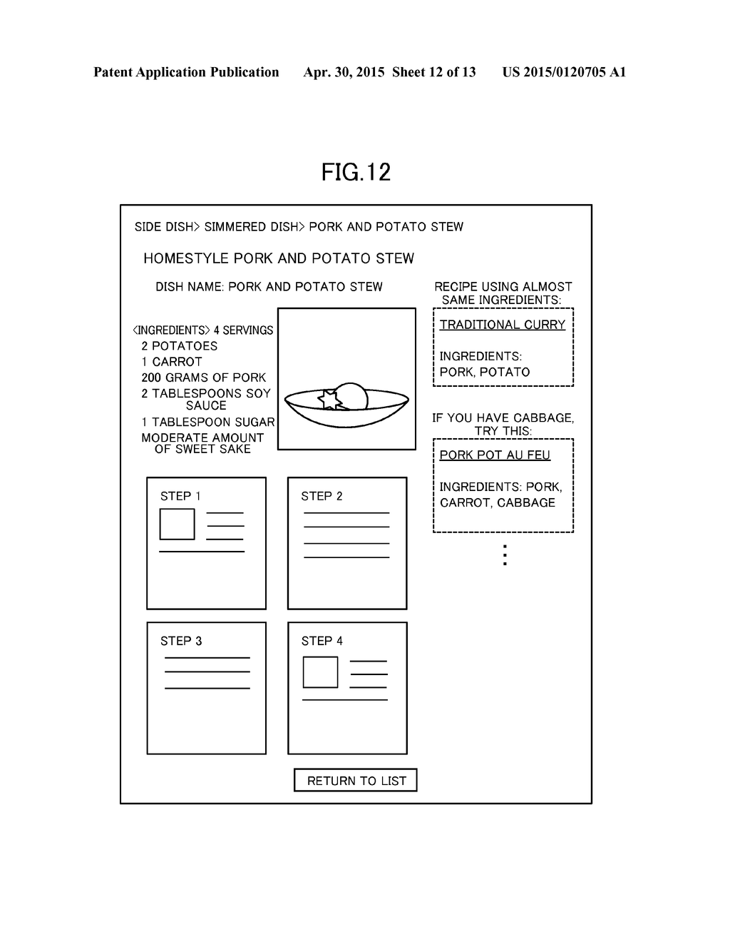 CUISINE SEARCH DEVICE, CUISINE SEARCH METHOD, PROGRAM, AND     COMPUTER-READABLE STORAGE MEDIUM - diagram, schematic, and image 13