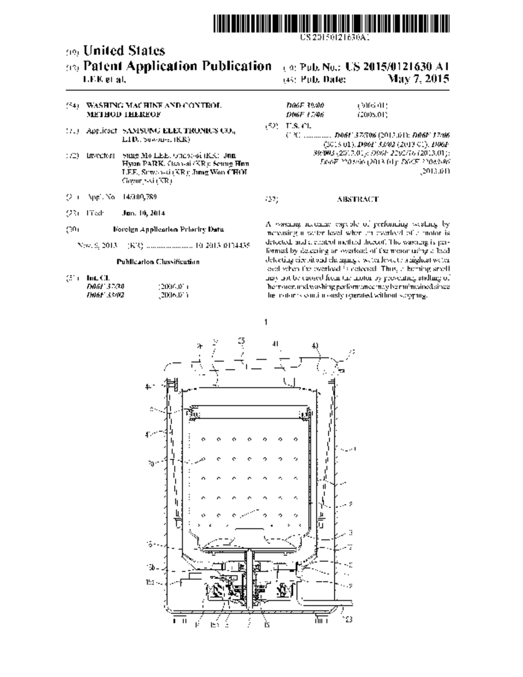 WASHING MACHINE AND CONTROL METHOD THEREOF - diagram, schematic, and image 01