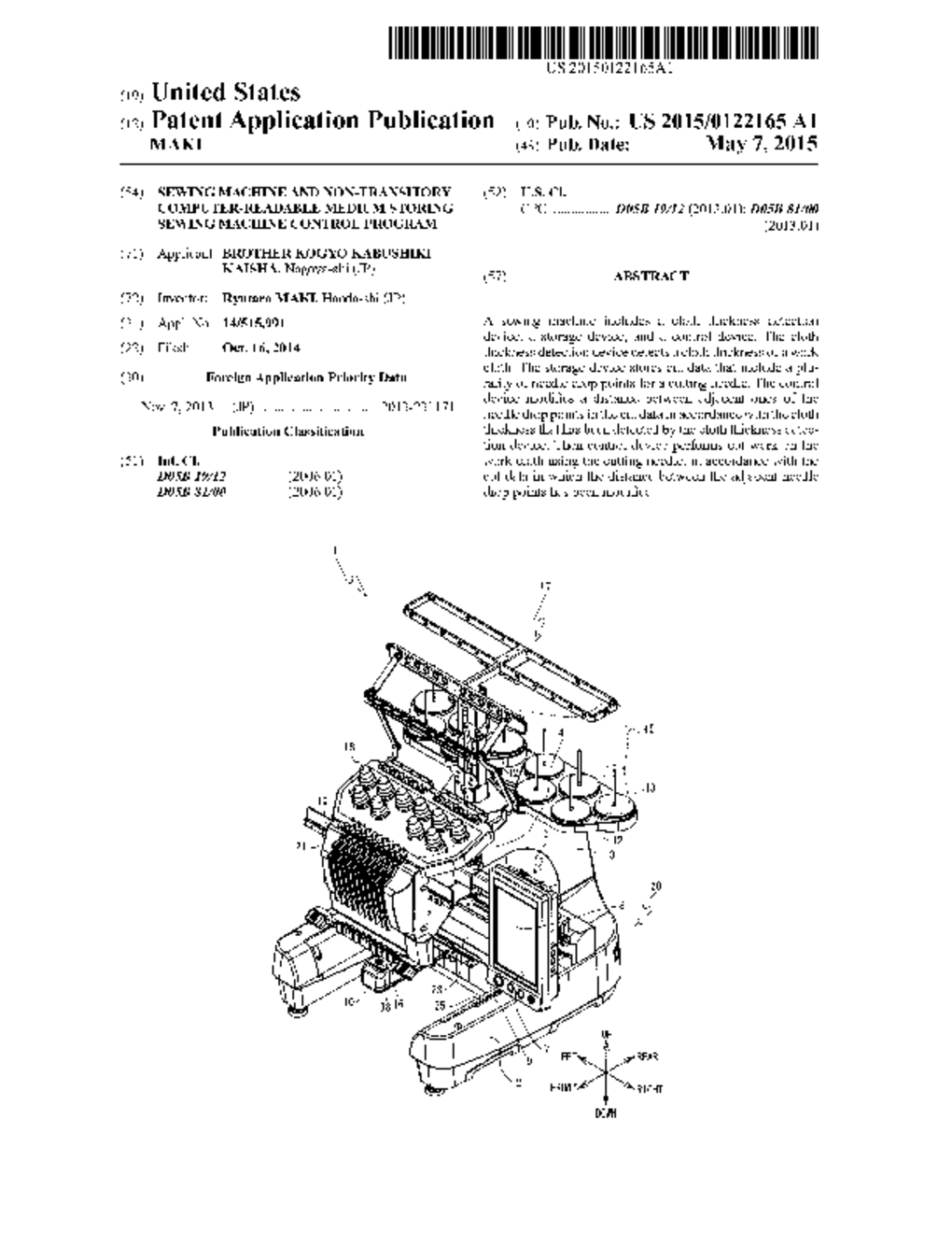 SEWING MACHINE AND NON-TRANSITORY COMPUTER-READABLE MEDIUM STORING SEWING     MACHINE CONTROL PROGRAM - diagram, schematic, and image 01