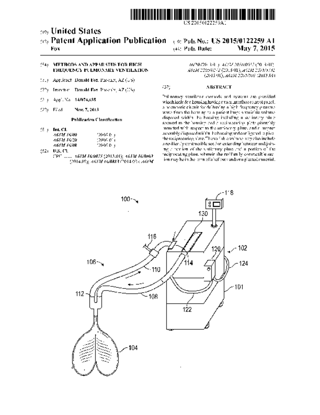 METHODS AND APPARATUS FOR HIGH FREQUENCY PULMONARY VENTILATION - diagram, schematic, and image 01