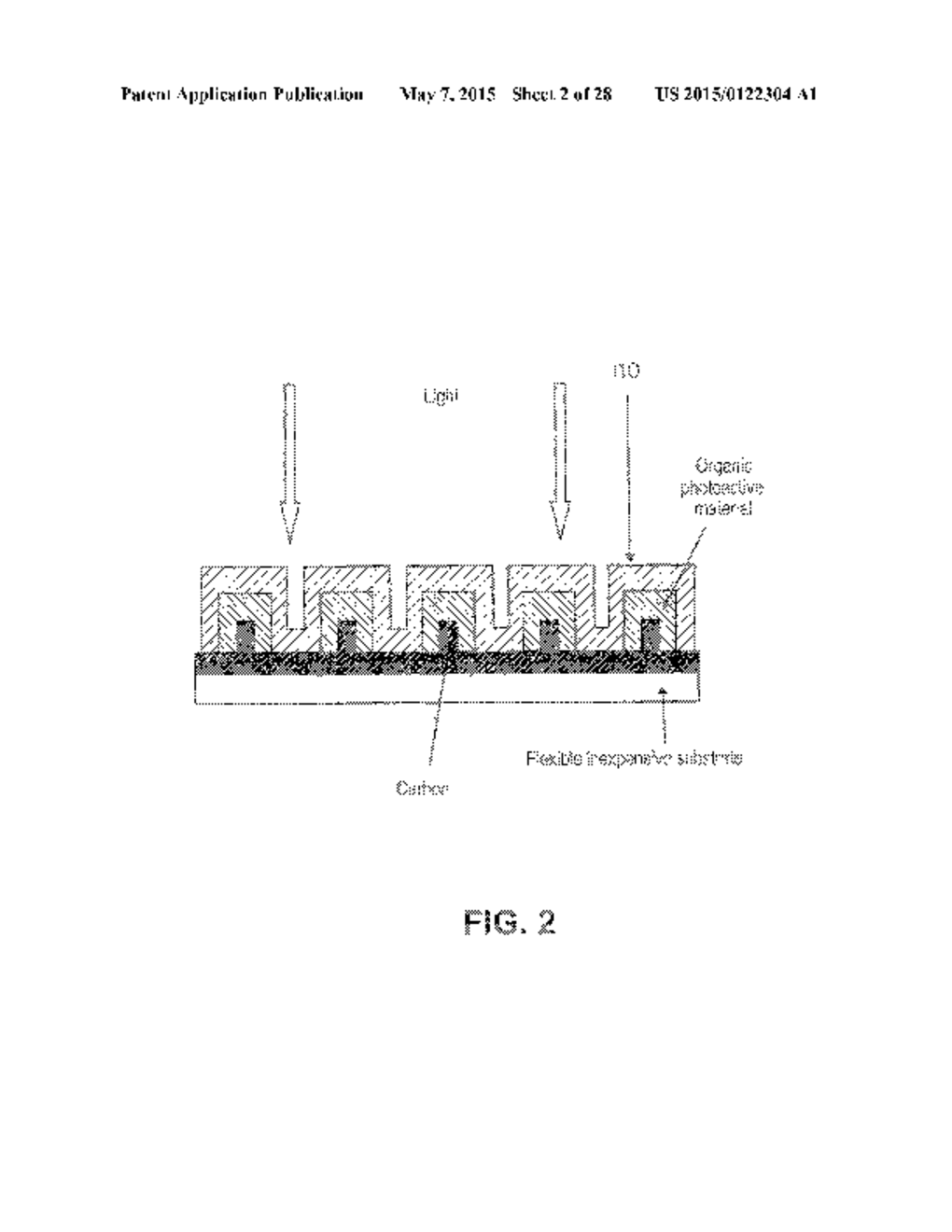 ORGANIC PHOTOVOLTAIC CELL AND LIGHT EMITTING DIODE WITH AN ARRAY OF     3-DIMENSIONALLY FABRICATED ELECTRODES - diagram, schematic, and image 03