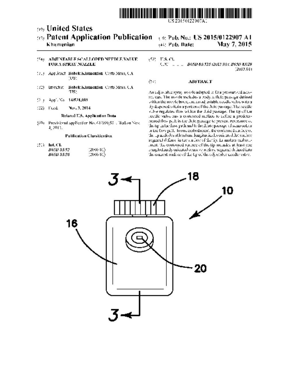 Adjustable Scalloped Needle Valve for a Spray Nozzle - diagram, schematic, and image 01