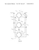 MEMS/NEMS DEVICE COMPRISING A NETWORK OF ELECTROSTATICALLY ACTUATED     RESONATORS AND HAVING AN ADJUSTABLE FREQUENCY RESPONSE, NOTABLY FOR A     BAND-PASS FILTER diagram and image