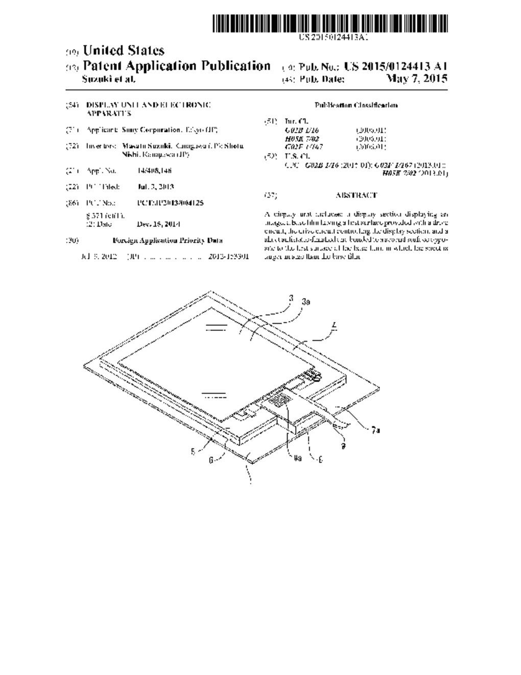 DISPLAY UNIT AND ELECTRONIC APPARATUS - diagram, schematic, and image 01