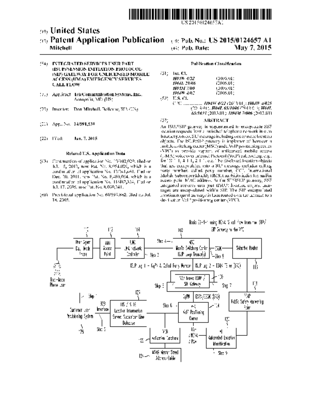 Integrated Services User Part (ISUP)/Session Initiation Protocol (SIP)     Gateway for Unlicensed Mobile Access (UMA) Emergency Services Call Flow - diagram, schematic, and image 01