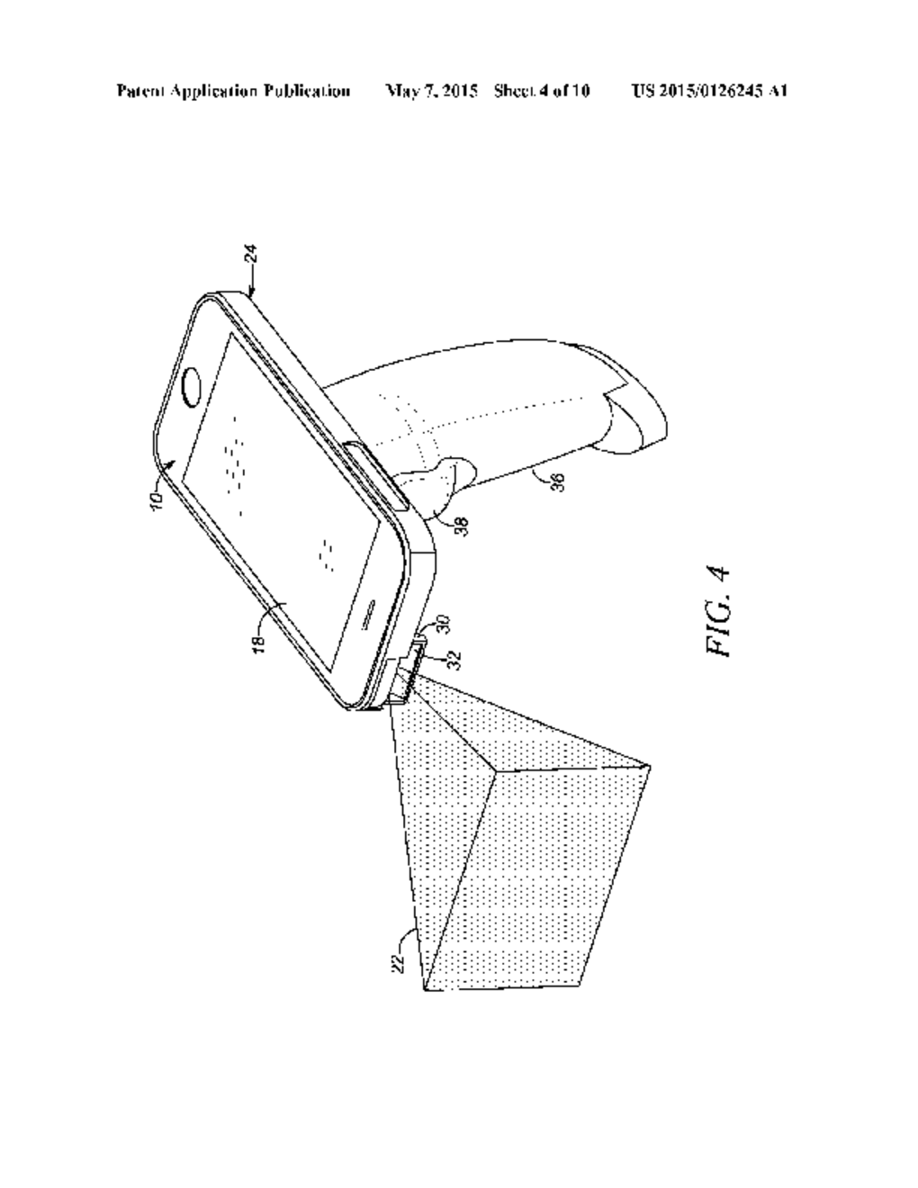 SYSTEM FOR AND METHOD OF ADAPTING A MOBILE DEVICE HAVING A CAMERA TO A     READER FOR ELECTRO-OPTICALLY READING TARGETS - diagram, schematic, and image 05