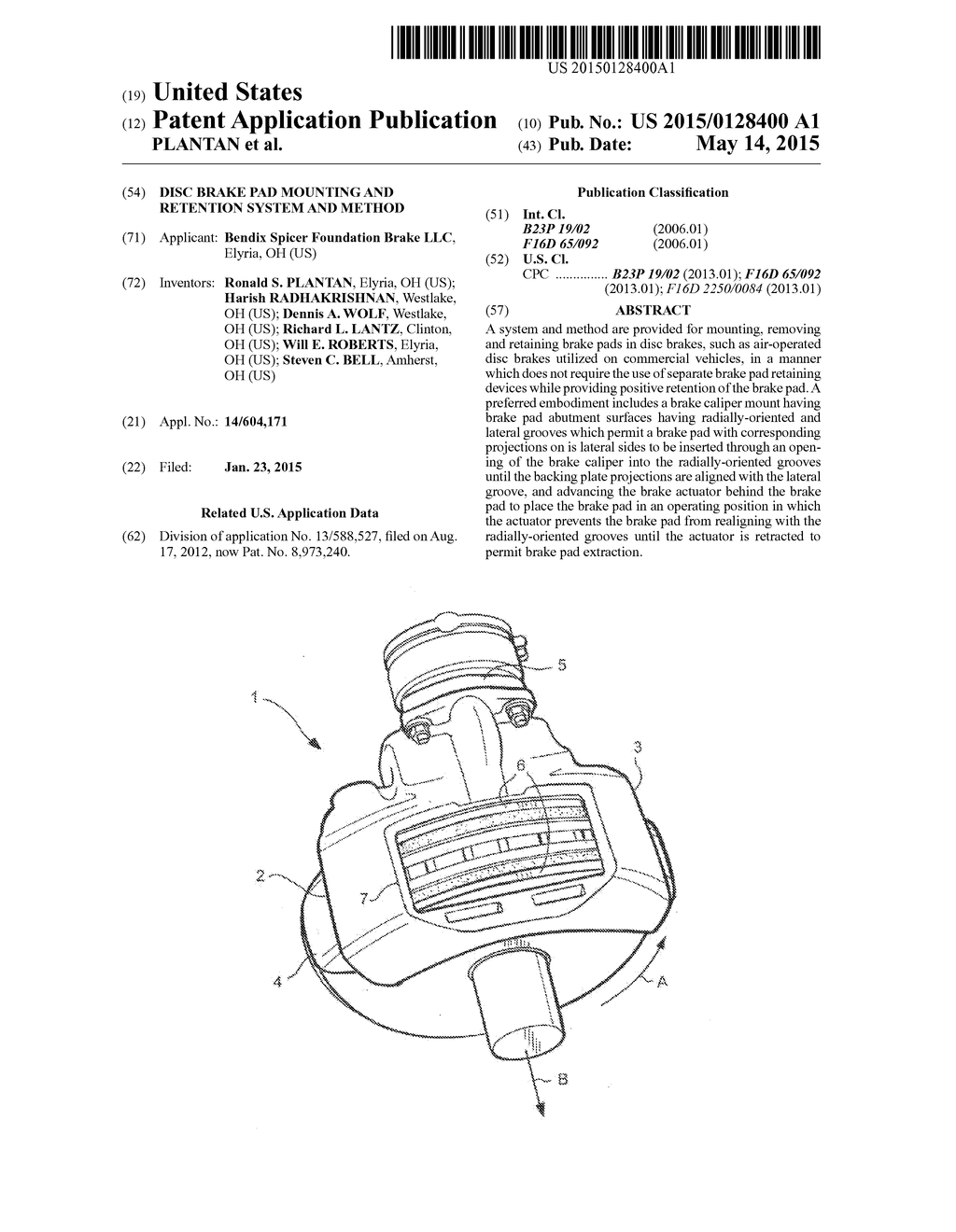 Disc Brake Pad Mounting and Retention System and Method - diagram, schematic, and image 01