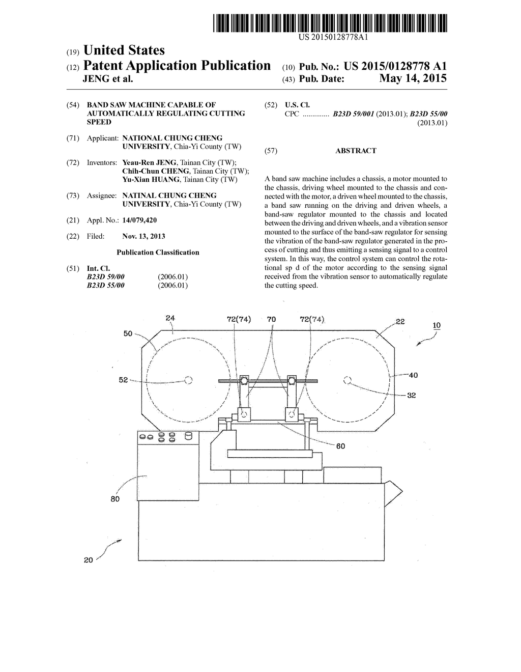 Band Saw Machine Capable of Automatically Regulating Cutting Speed - diagram, schematic, and image 01