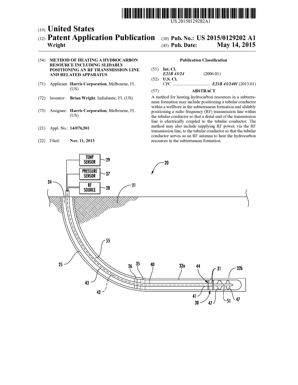 METHOD OF HEATING A HYDROCARBON RESOURCE INCLUDING SLIDABLY POSITIONING AN     RF TRANSMISSION LINE AND RELATED APPARATUS - diagram, schematic, and image 01