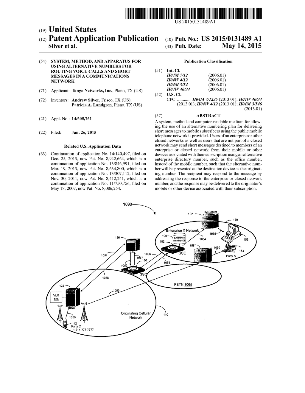 SYSTEM, METHOD, AND APPARATUS FOR USING ALTERNATIVE NUMBERS FOR ROUTING     VOICE CALLS AND SHORT MESSAGES IN A COMMUNICATIONS NETWORK - diagram, schematic, and image 01