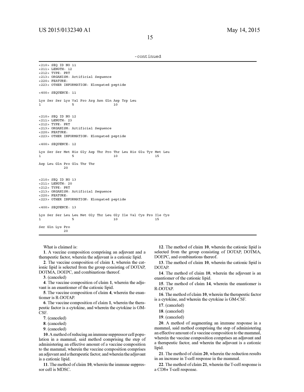 CATIONIC LIPID VACCINE COMPOSITIONS AND METHODS OF USE - diagram, schematic, and image 20