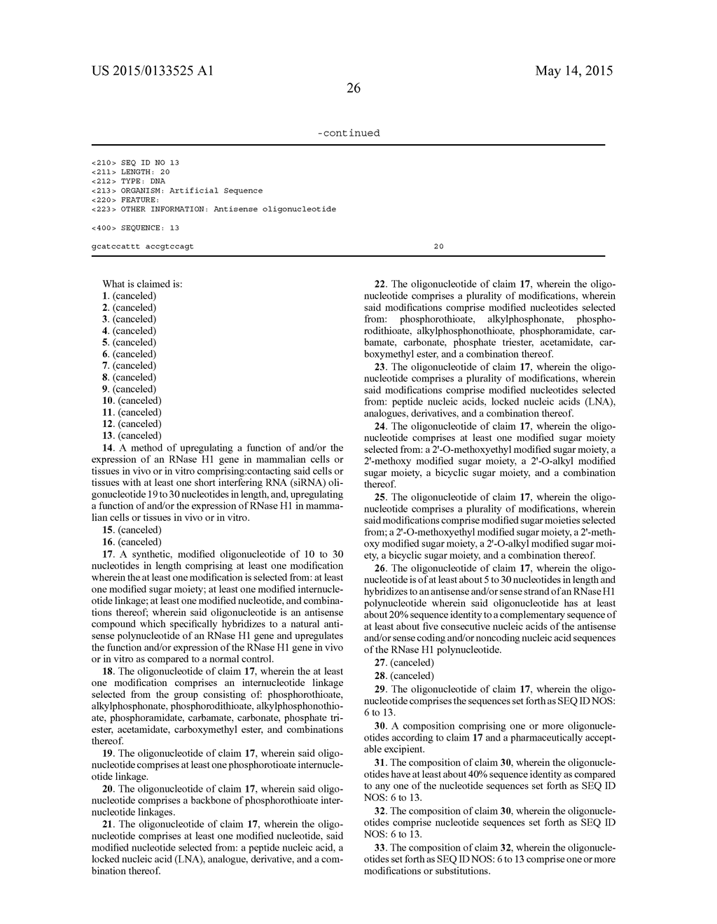 TREATMENT OF RNASE H1 RELATED DISEASES BY INHIBITION OF NATURAL ANTISENSE     TRANSCRIPT TO RNASE H1 - diagram, schematic, and image 28