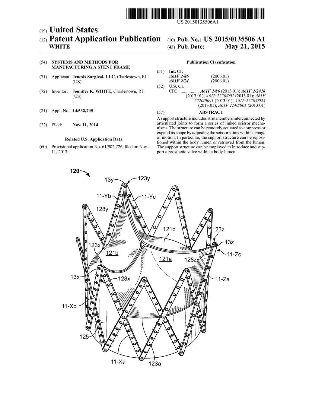 SYSTEMS AND METHODS FOR MANUFACTURING A STENT FRAME - diagram, schematic, and image 01