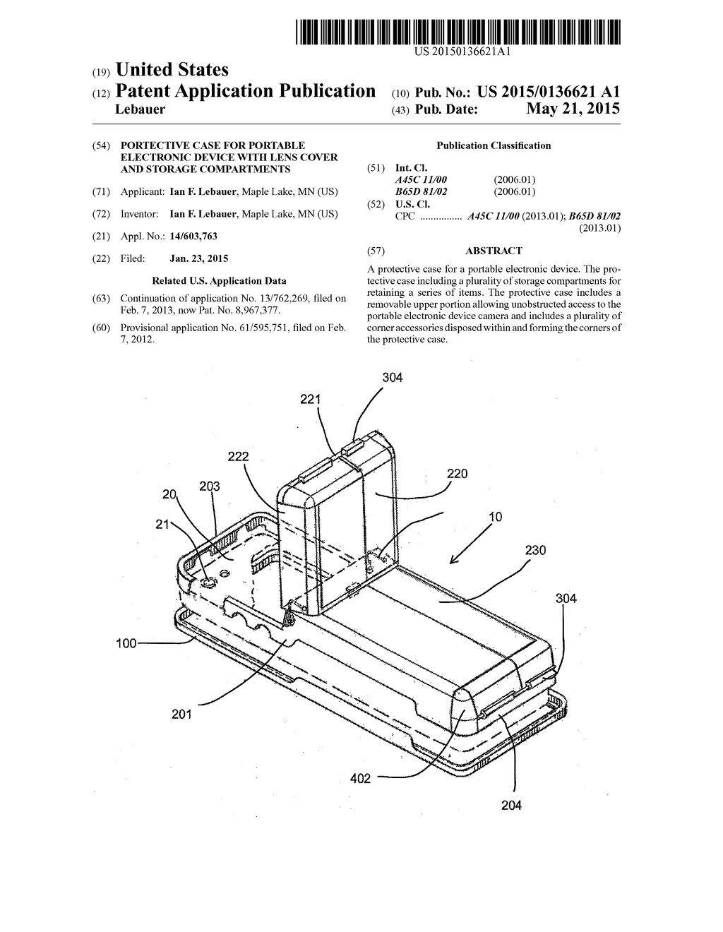 Portective Case for Portable Electronic Device with  Lens Cover and     Storage Compartments - diagram, schematic, and image 01