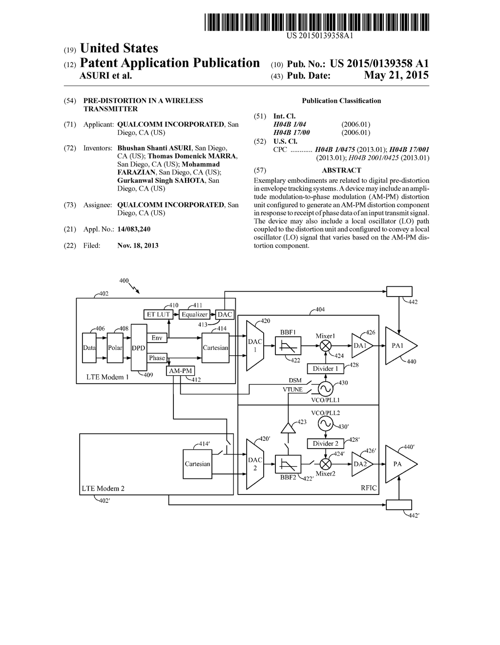 PRE-DISTORTION IN A WIRELESS TRANSMITTER - diagram, schematic, and image 01