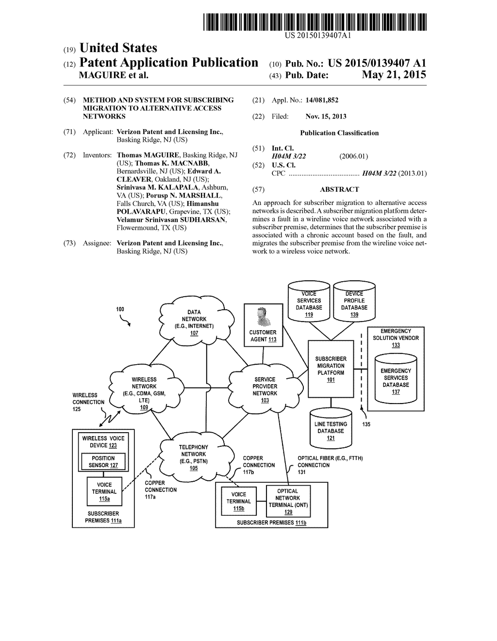 METHOD AND SYSTEM FOR SUBSCRIBING MIGRATION TO ALTERNATIVE ACCESS NETWORKS - diagram, schematic, and image 01