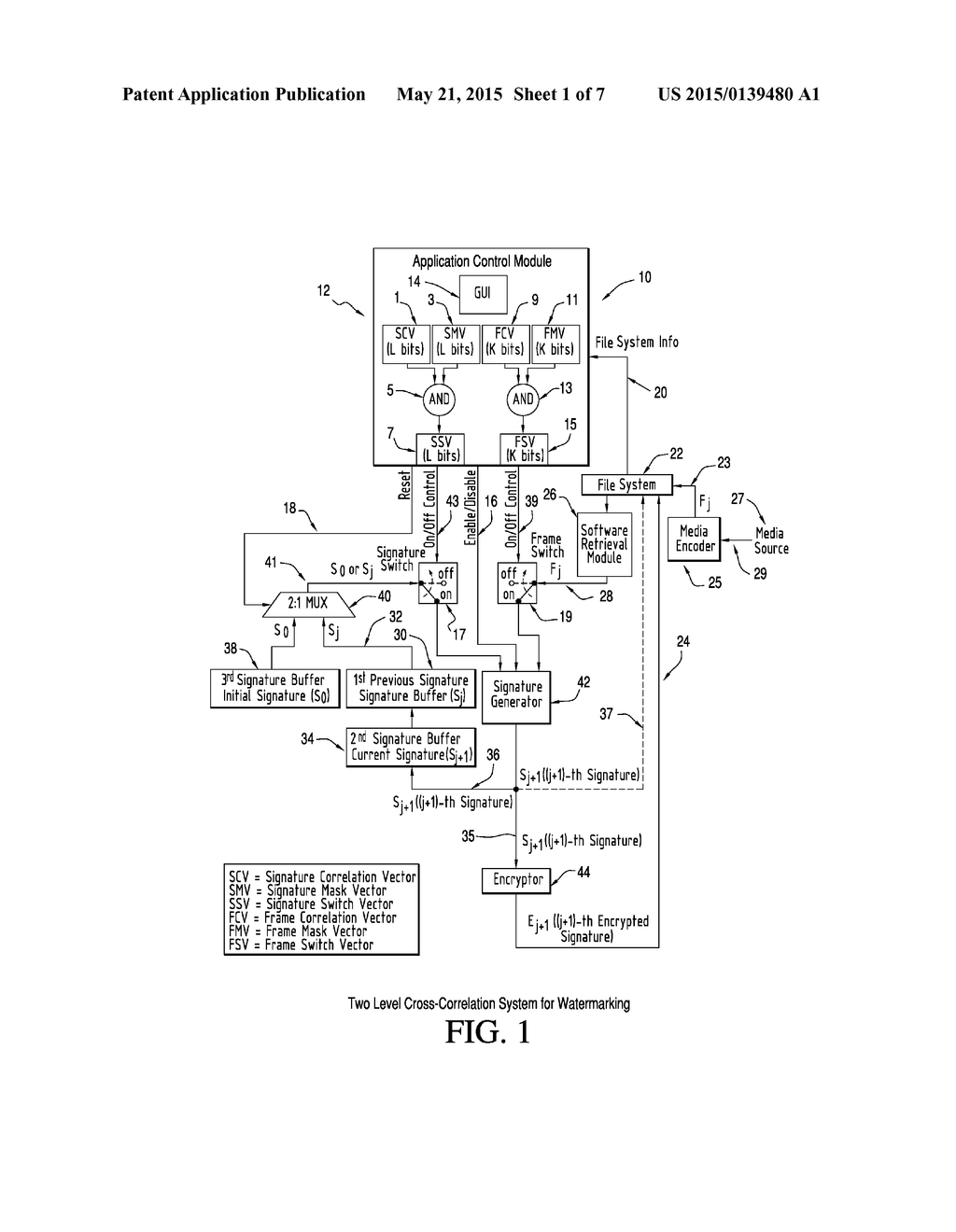 CROSS-CORRELATION BASED SYSTEM FOR WATERMARKING MEDIA - diagram, schematic, and image 02