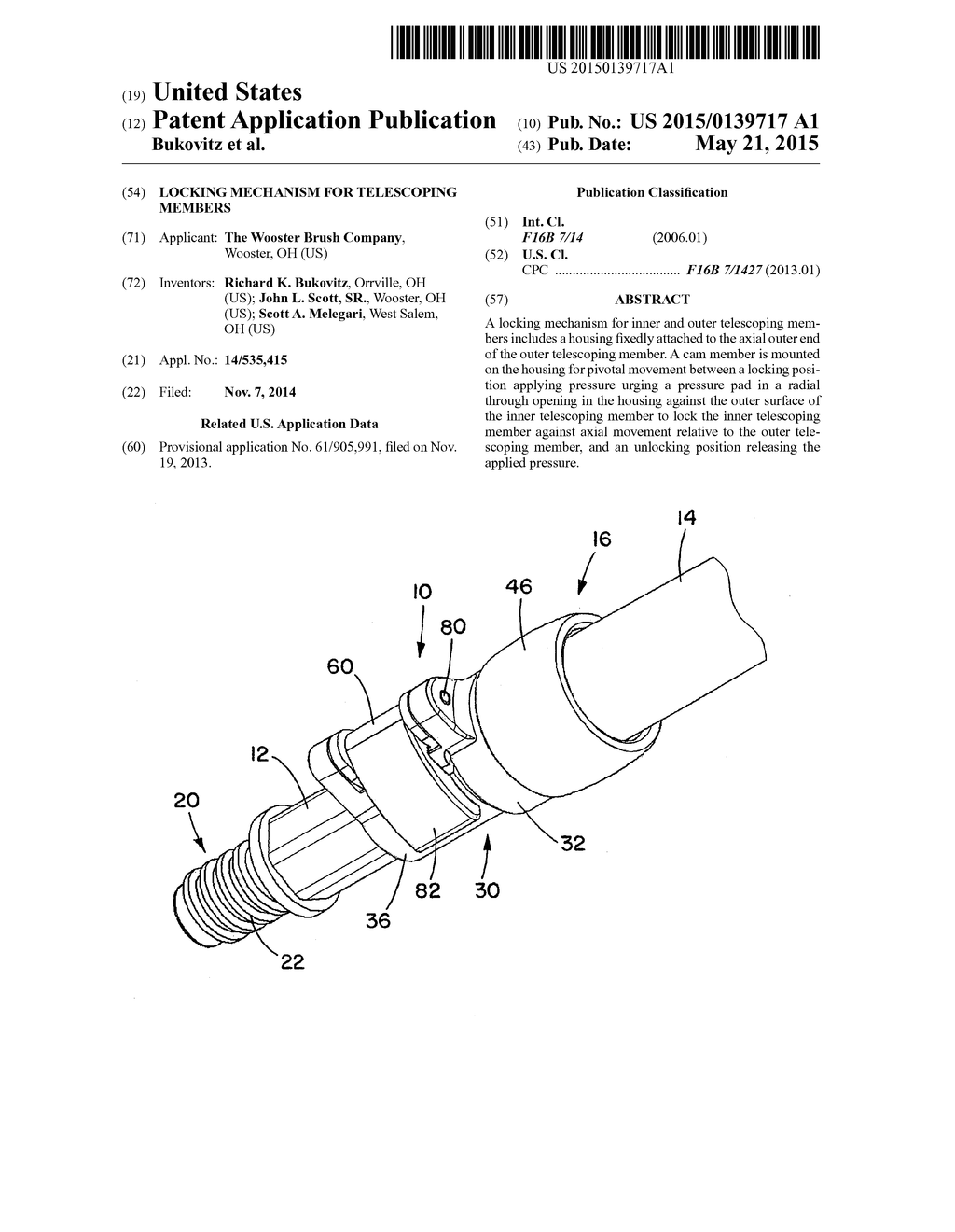 LOCKING MECHANISM FOR TELESCOPING MEMBERS - diagram, schematic, and image 01