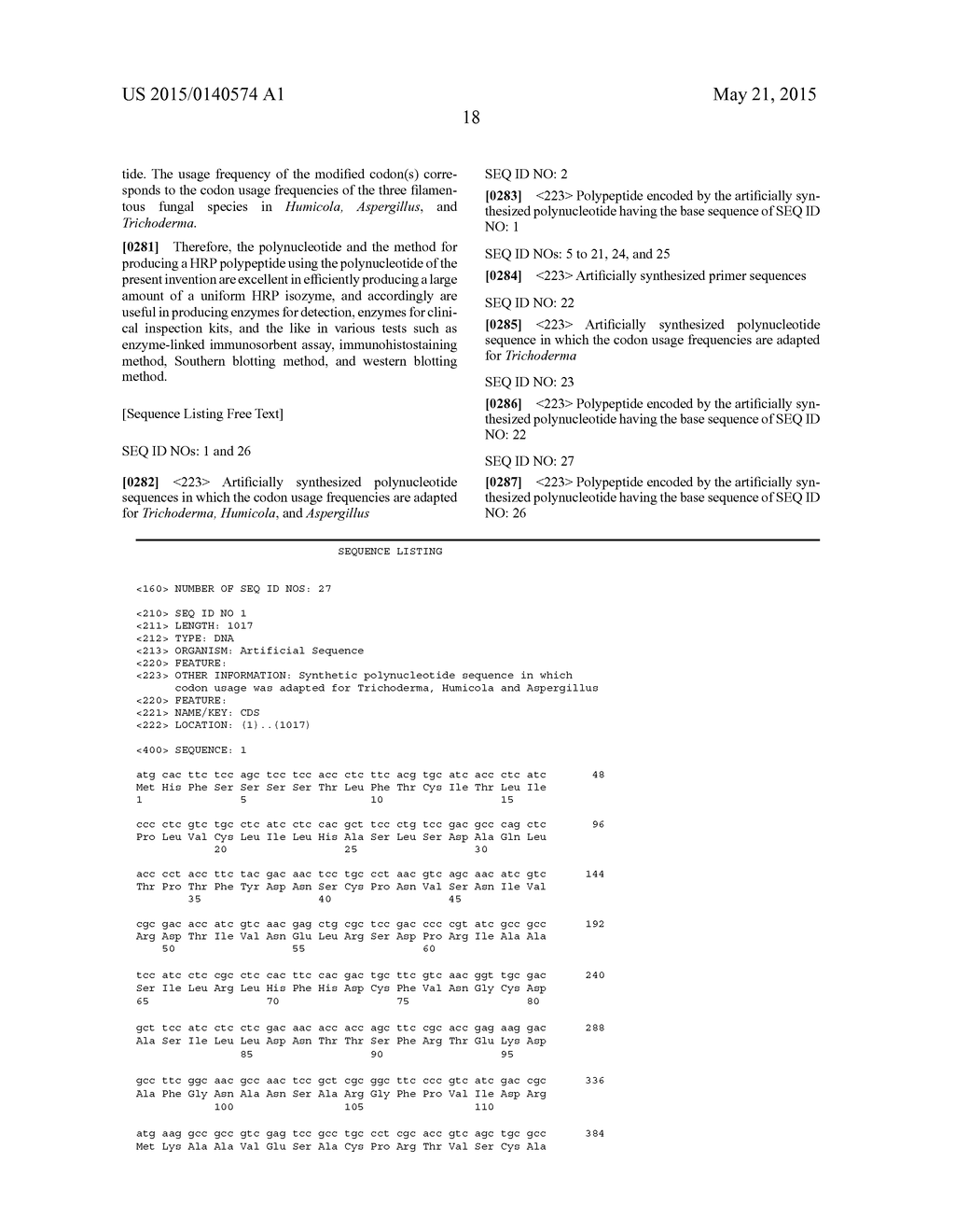 METHOD FOR PRODUCING HORSERADISH PEROXIDASE RECOMBINANT PROTEIN USING     FILAMENTOUS FUNGUS - diagram, schematic, and image 33