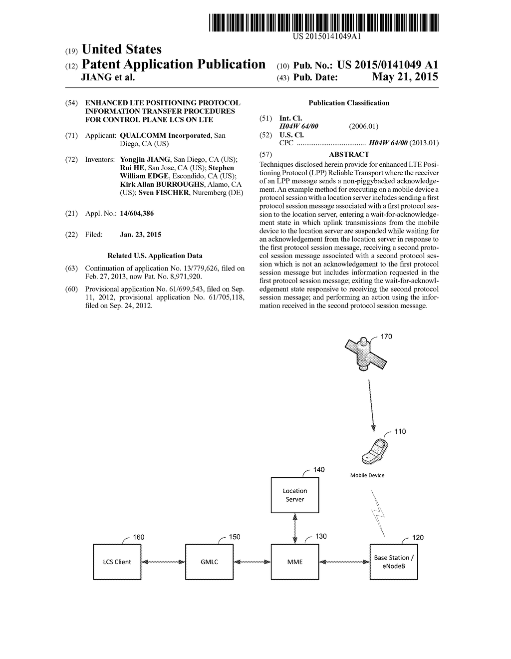 ENHANCED LTE POSITIONING PROTOCOL INFORMATION TRANSFER PROCEDURES FOR     CONTROL PLANE LCS ON LTE - diagram, schematic, and image 01