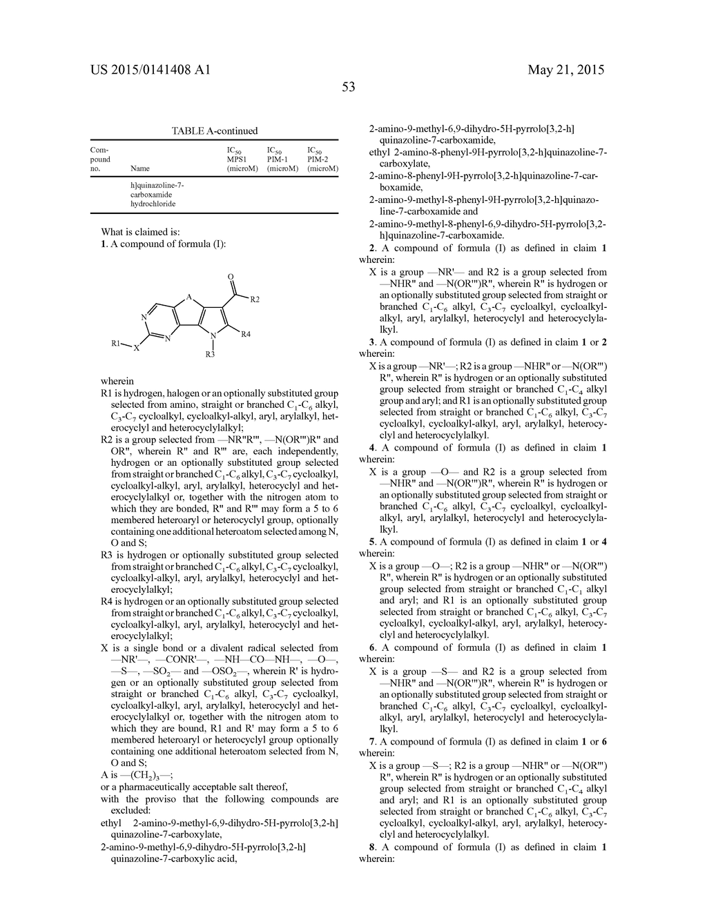 TRICYCLIC PYRROLO DERIVATIVES, PROCESS FOR THEIR PREPARATION AND THEIR USE     AS KINASE INHIBITORS - diagram, schematic, and image 54