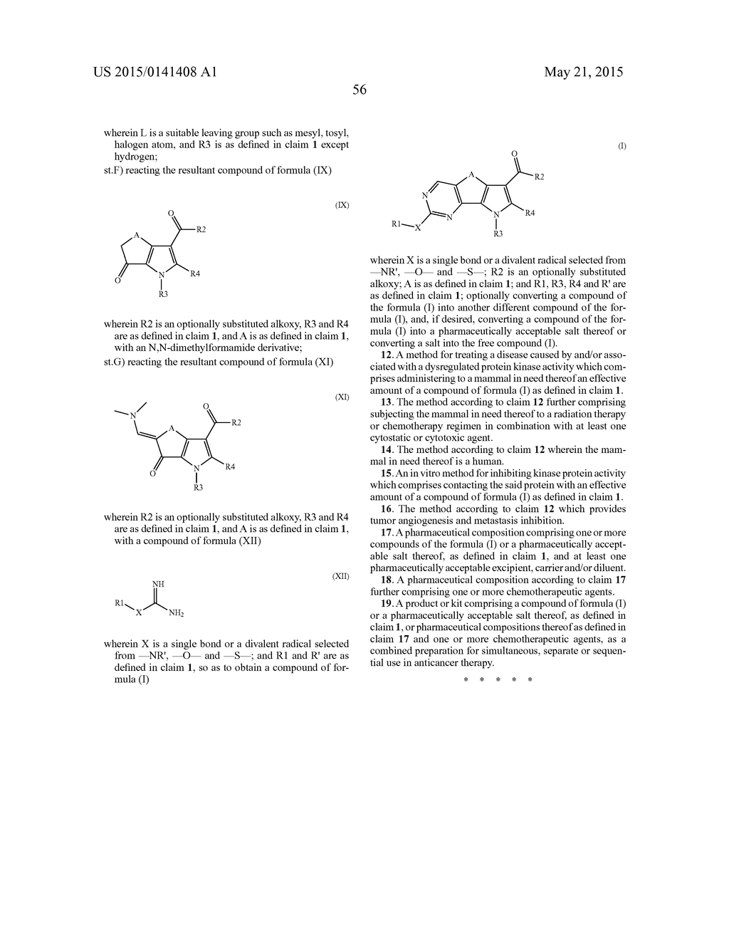 TRICYCLIC PYRROLO DERIVATIVES, PROCESS FOR THEIR PREPARATION AND THEIR USE     AS KINASE INHIBITORS - diagram, schematic, and image 57