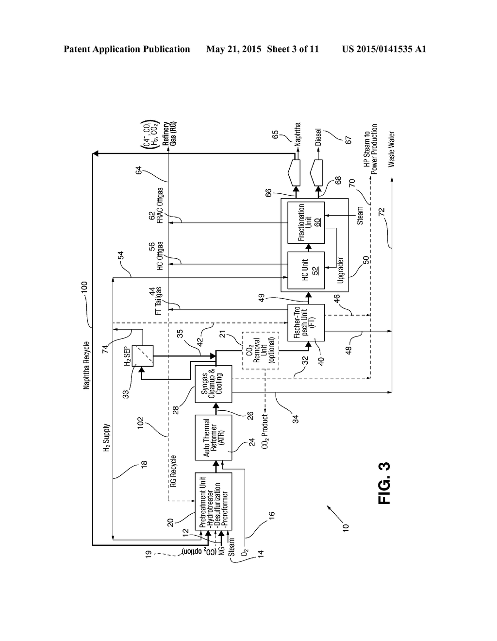 PROCESS FOR CO-PRODUCING COMMERCIALLY VALUABLE PRODUCTS FROM BYPRODUCTS OF     FISCHER-TROPSCH PROCESS FOR HYDROCARBON FUEL FORMULATION IN A GTL     ENVIRONMENT - diagram, schematic, and image 04