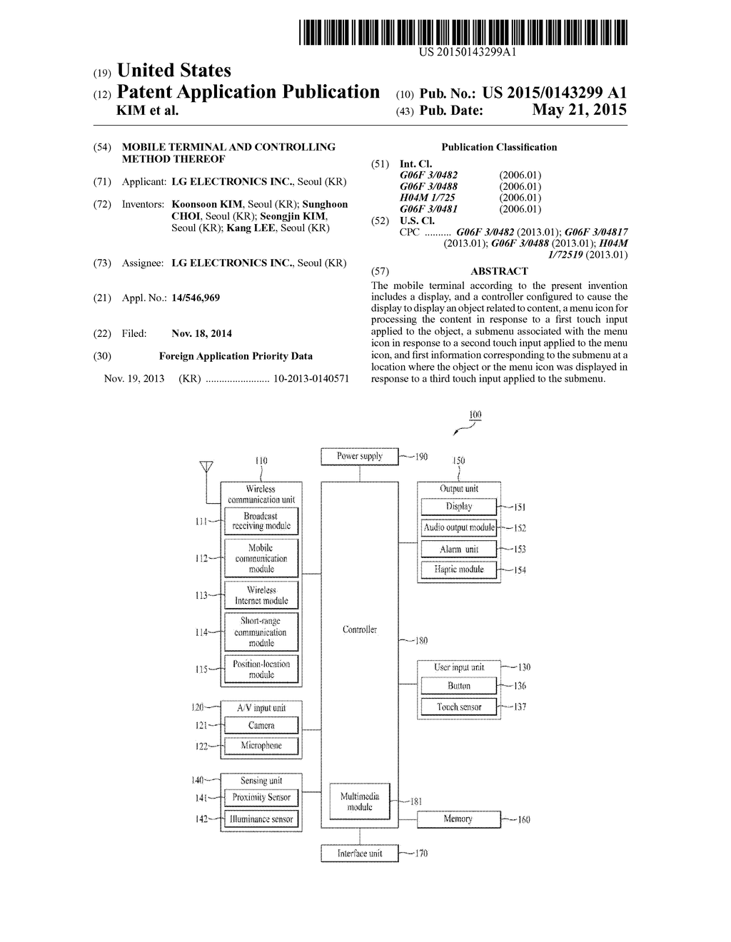 MOBILE TERMINAL AND CONTROLLING METHOD THEREOF - diagram, schematic, and image 01