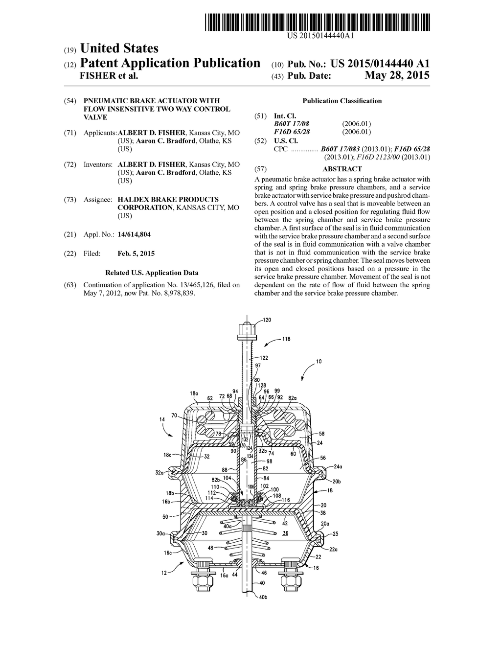 PNEUMATIC BRAKE ACTUATOR WITH FLOW INSENSITIVE TWO WAY CONTROL VALVE - diagram, schematic, and image 01