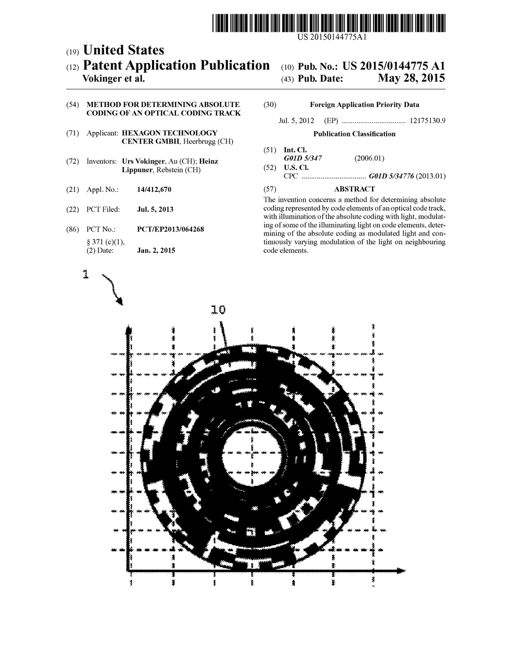 METHOD FOR DETERMINING ABSOLUTE CODING OF AN OPTICAL CODING TRACK - diagram, schematic, and image 01