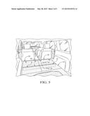 ASSEMBLY INCLUDING A COMPRESSION-MOLDED, COMPOSITE PANEL HAVING A     CELLULOSE-BASED CORE AND A HINGED MOUNTING FLANGE diagram and image