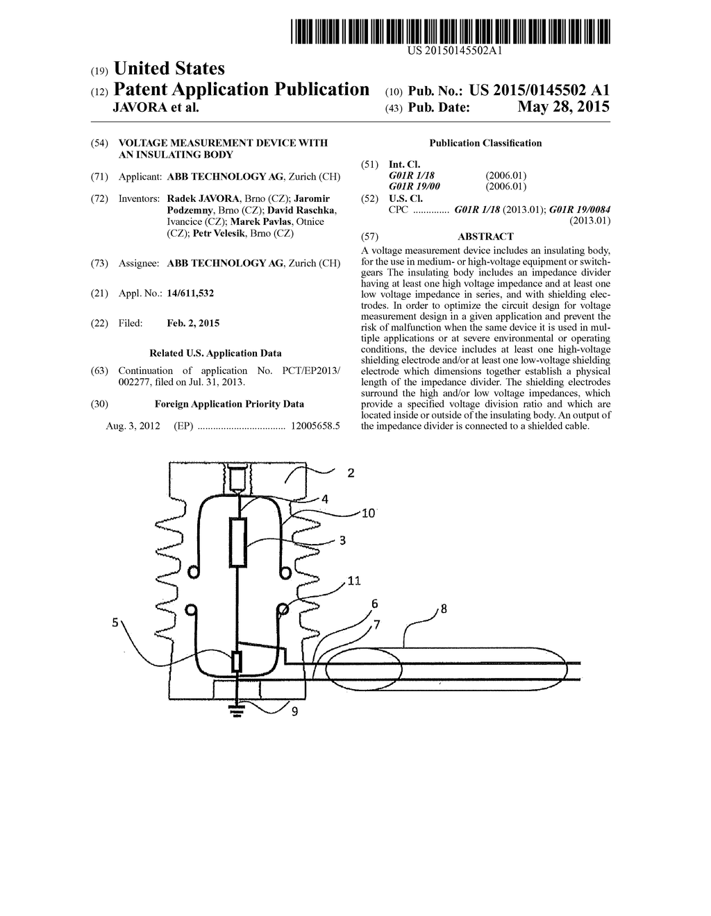 VOLTAGE MEASUREMENT DEVICE WITH AN INSULATING BODY - diagram, schematic, and image 01