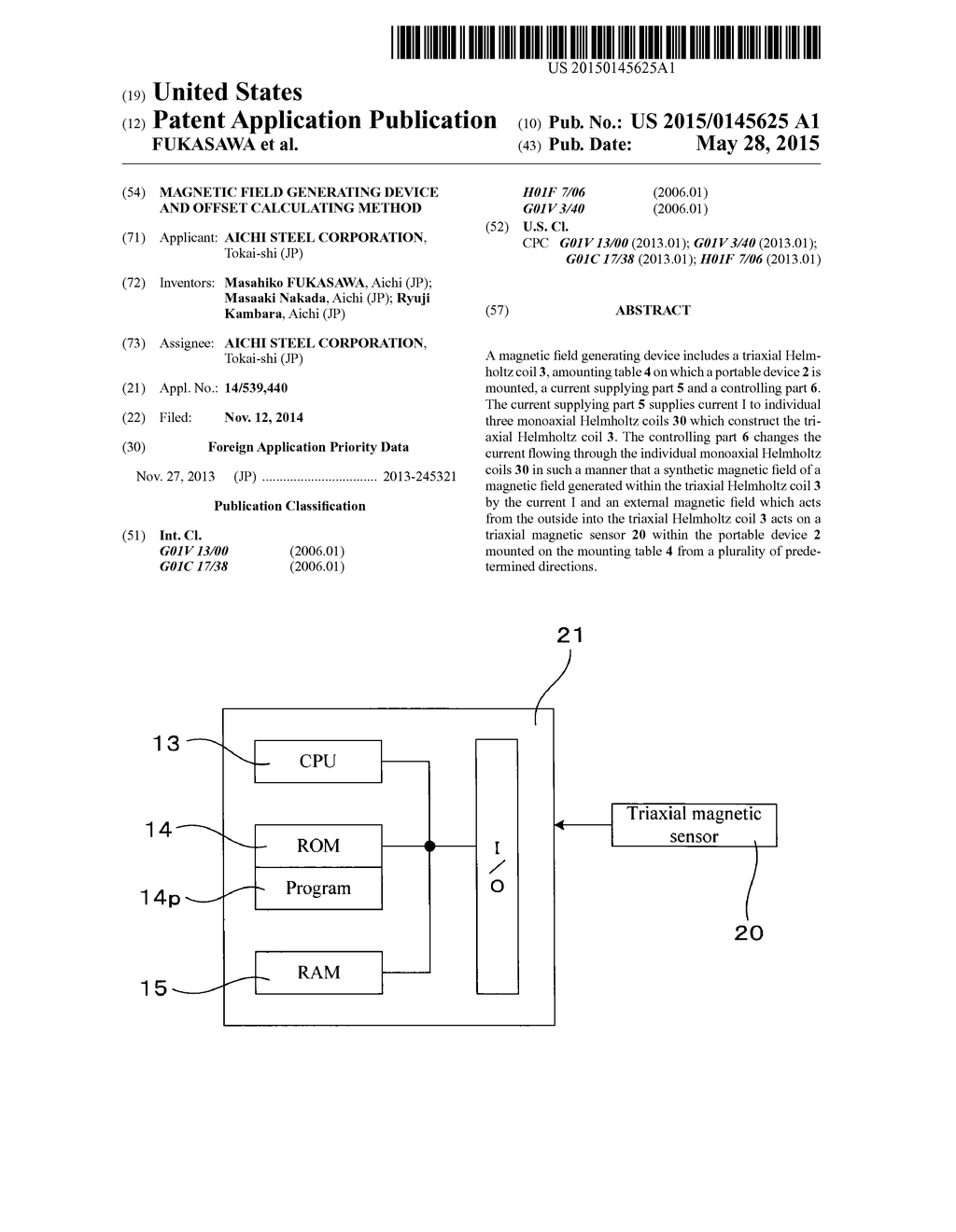 MAGNETIC FIELD GENERATING DEVICE AND OFFSET CALCULATING METHOD - diagram, schematic, and image 01