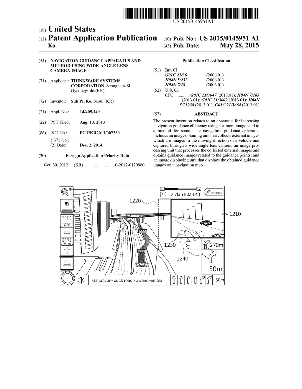 NAVIGATION GUIDANCE APPARATUS AND METHOD USING WIDE-ANGLE LENS CAMERA     IMAGE - diagram, schematic, and image 01