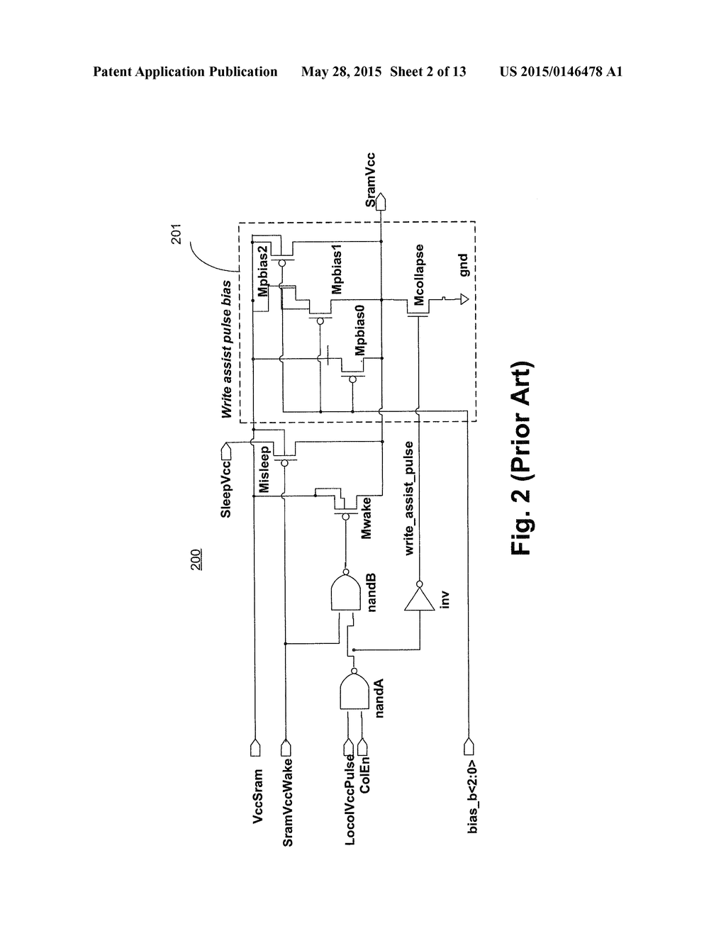 SRAM BIT-LINE AND WRITE ASSIST APPARATUS AND METHOD FOR LOWERING DYNAMIC     POWER AND PEAK CURRENT, AND A DUAL INPUT LEVEL-SHIFTER - diagram, schematic, and image 03