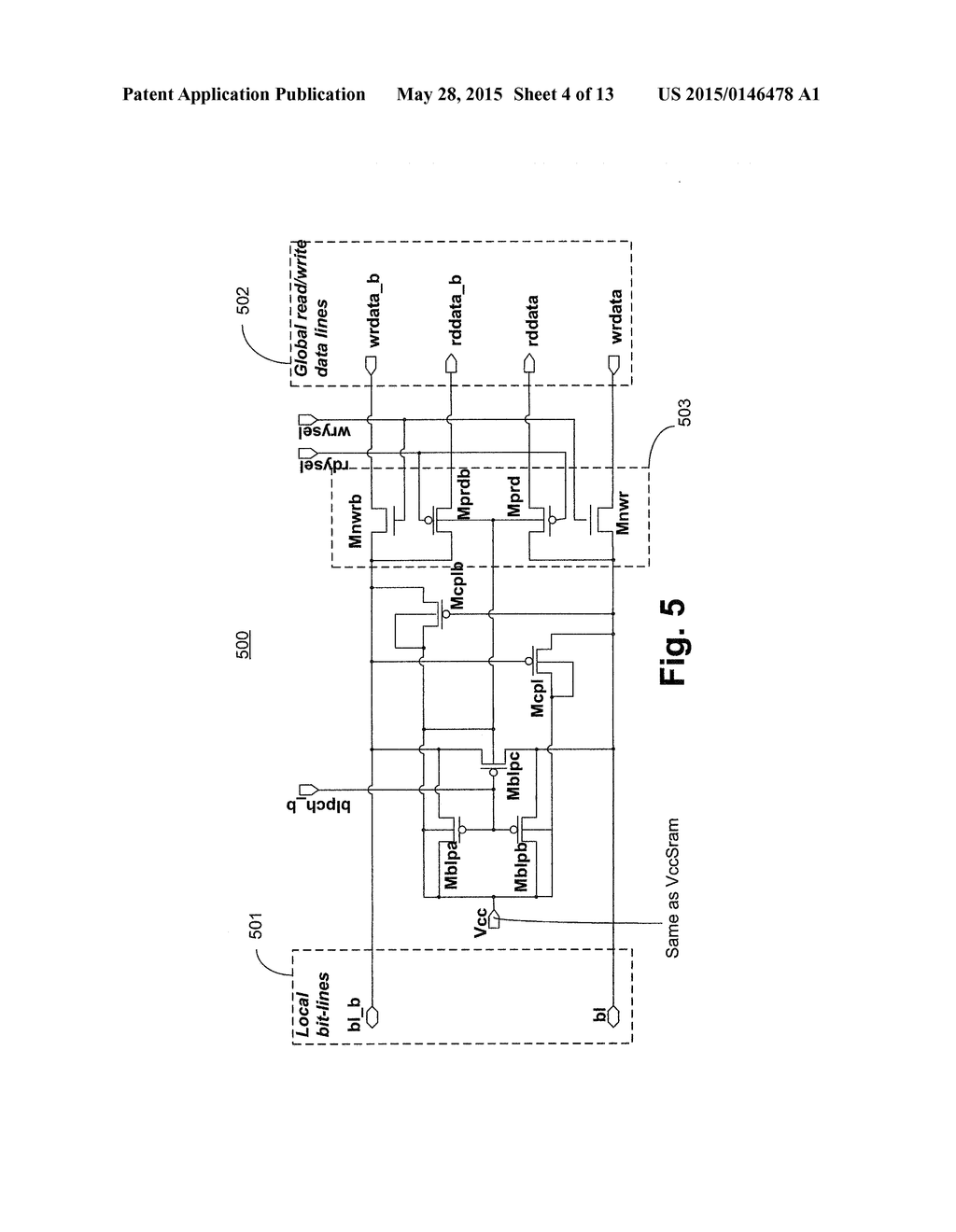 SRAM BIT-LINE AND WRITE ASSIST APPARATUS AND METHOD FOR LOWERING DYNAMIC     POWER AND PEAK CURRENT, AND A DUAL INPUT LEVEL-SHIFTER - diagram, schematic, and image 05