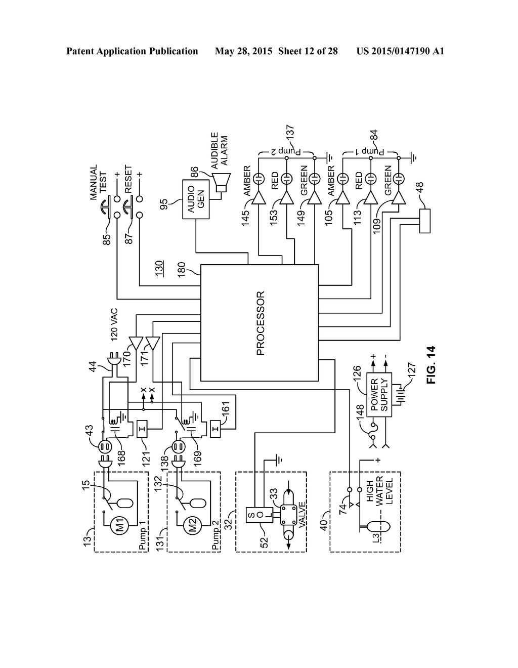 TEST AND MONITORING SYSTEM FOR A SUMP PUMP INSTALLATION OPERABLE FROM A     REMOTE LOCATION - diagram, schematic, and image 13