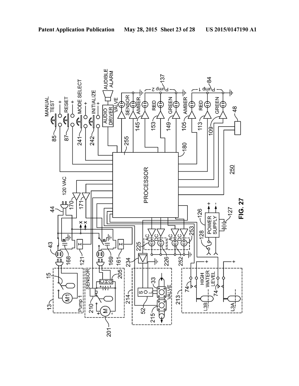 TEST AND MONITORING SYSTEM FOR A SUMP PUMP INSTALLATION OPERABLE FROM A     REMOTE LOCATION - diagram, schematic, and image 24