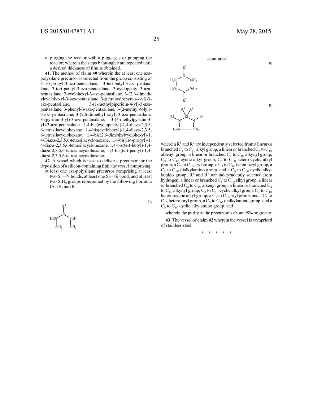 AZA-POLYSILANE PRECURSORS AND METHODS FOR DEPOSITING FILMS COMPRISING SAME - diagram, schematic, and image 27