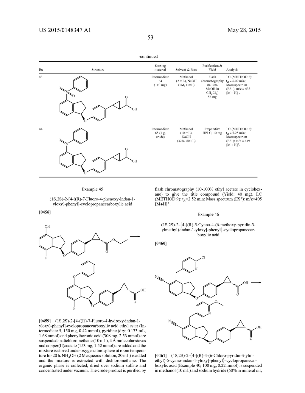 INDANYLOXYPHENYLCYCLOPROPANECARBOXYLIC ACIDS - diagram, schematic, and image 54