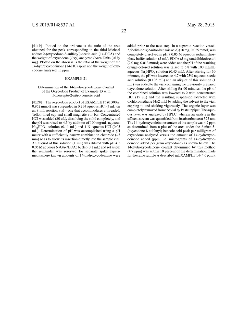 PROCESS FOR REDUCING CONTAMINATING MICHAEL ACCEPTOR LEVELS IN OXYCODONE     AND OTHER COMPOSITIONS - diagram, schematic, and image 23