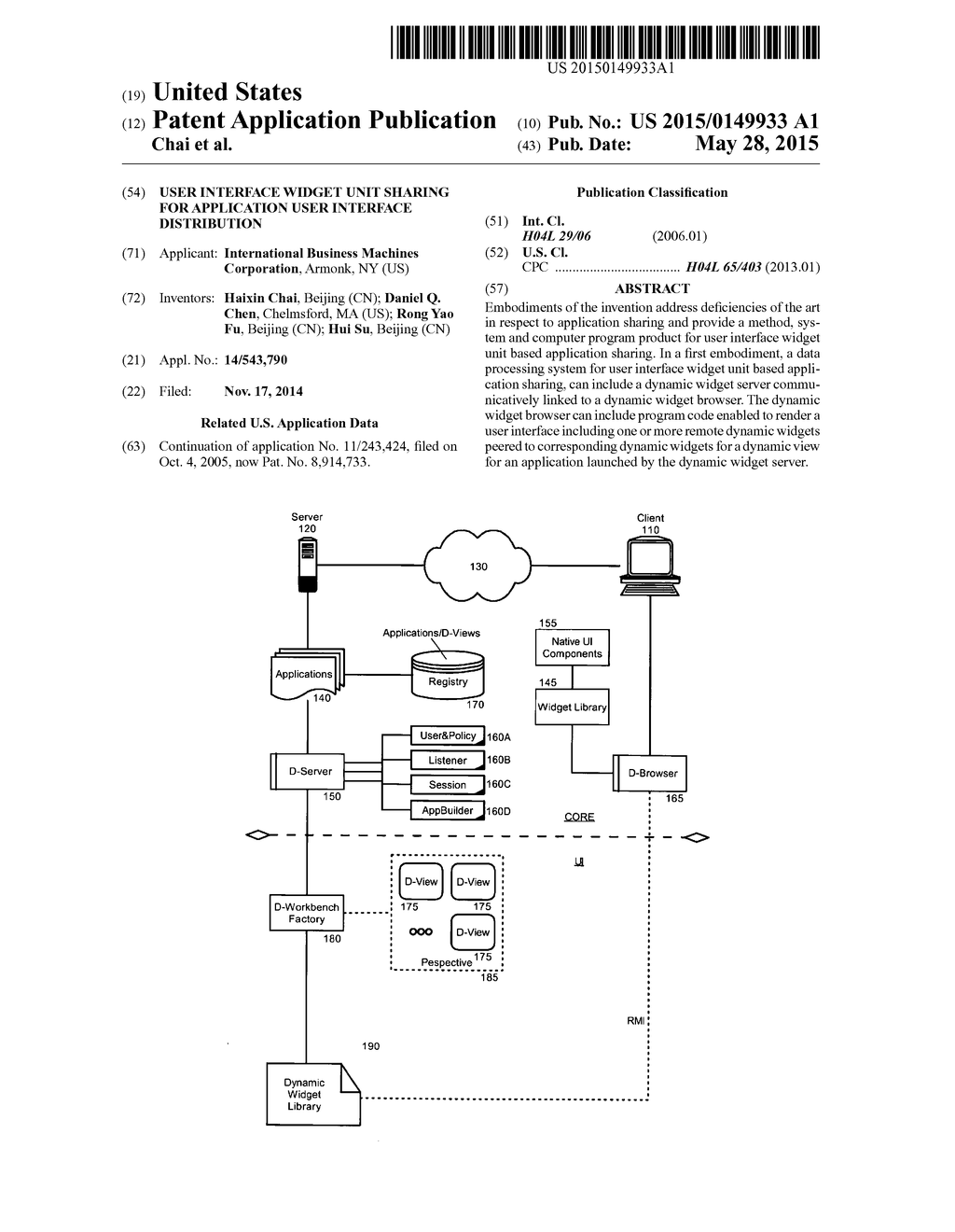 USER INTERFACE WIDGET UNIT SHARING FOR APPLICATION USER INTERFACE     DISTRIBUTION - diagram, schematic, and image 01