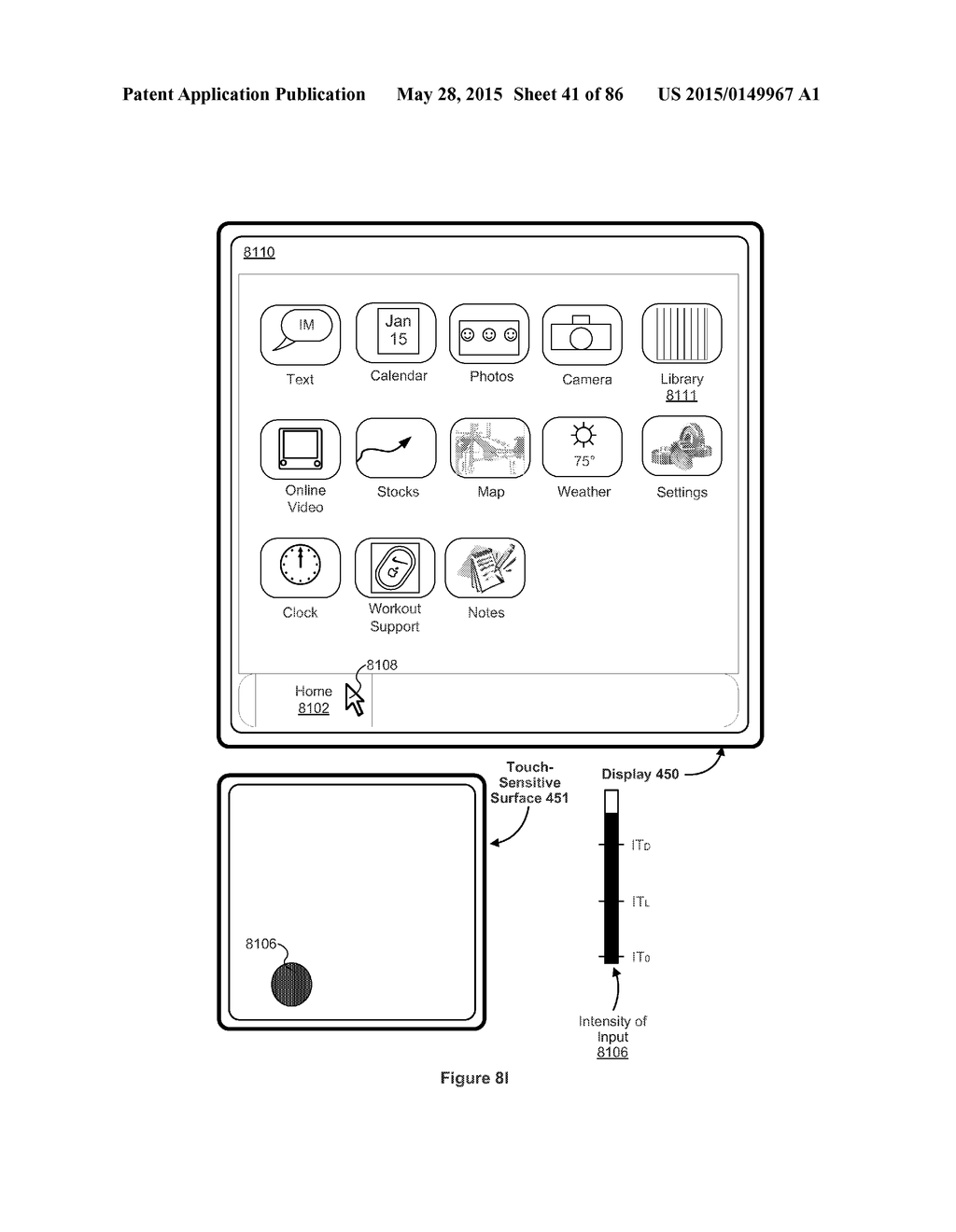 Device, Method, and Graphical User Interface for Navigating User Interface     Hierarchies - diagram, schematic, and image 42