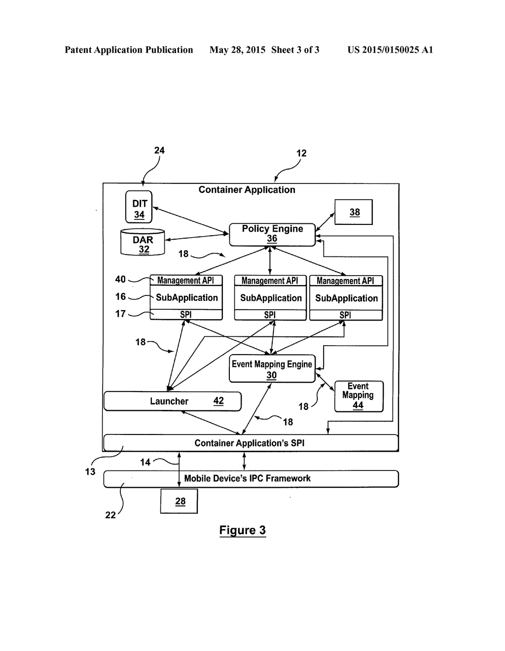 MANAGING CONTAINERIZED APPLICATIONS ON A MOBILE DEVICE WHILE BYPASSING     OPERATING SYSTEM IMPLEMENTED INTER PROCESS COMMUNICATION - diagram, schematic, and image 04